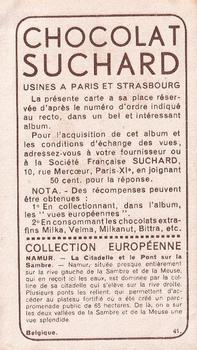 1934 Suchard Collection Européenne #41 Belgique - Namur - La Citadelle Back