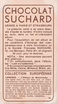 1934 Suchard Collection Européenne #85 Grande-Bretagne - Londres - L'Abbaye de Westminster Back
