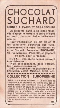 1934 Suchard Collection Européenne #136 Italie - Pise - Tour de Pise Back