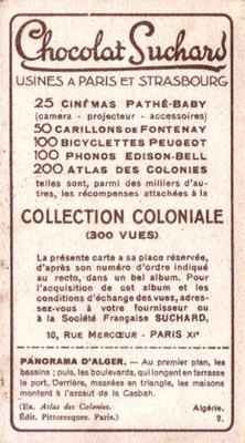 1933 Suchard Collection Coloniale (25 Cinémas backs) #2 Panoramma d'Alger (Algérie) Back