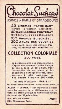 1933 Suchard Collection Coloniale (25 Cinémas backs) #3 Alger - Le Port (Algérie) Back