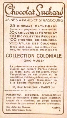 1933 Suchard Collection Coloniale (25 Cinémas backs) #4 Les Gorges de Palestro (Algérie) Back