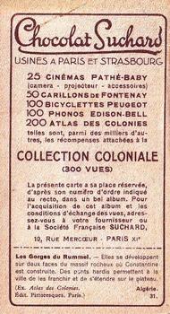 1933 Suchard Collection Coloniale (25 Cinémas backs) #31 Les Gorges du Rummel (Algérie) Back