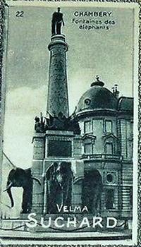 1928 Suchard La France pittoresque 1 (Back : Grand Concours des Vues de France) #22 Chambery - Fontaine des Eléphants (Savoie) Front