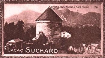 1928 Suchard La France pittoresque 1 (Back : Grand Concours des Vues de France) #176 Tour d'Andelot et Mont Poupet (Jura) Front