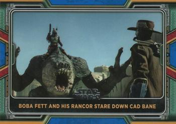 2022 Topps Star Wars: The Book of Boba Fett - Blue #92 Boba Fett and His Rancor Stare Down Cad Bane Front