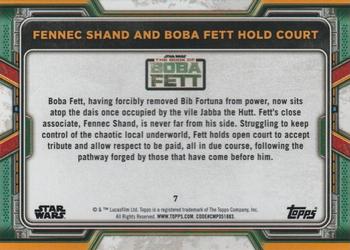 2022 Topps Star Wars: The Book of Boba Fett - Purple #7 Fennec Shand and Boba Fett Hold Court Back