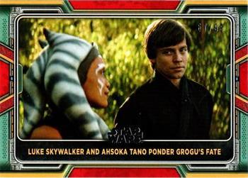 2022 Topps Star Wars: The Book of Boba Fett - Red #81 Luke Skywalker and Ahsoka Tano Ponder Grogu's Fate Front