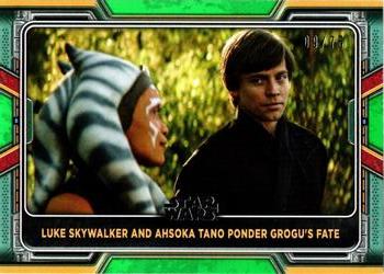 2022 Topps Star Wars: The Book of Boba Fett - Green #81 Luke Skywalker and Ahsoka Tano Ponder Grogu's Fate Front