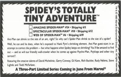1990 Marvel Annuals Family Reunion #NNO Spidey's Totally Tiny Adventure Back
