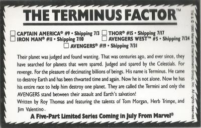 1990 Marvel Annuals Family Reunion #NNO The Terminus Factor Back