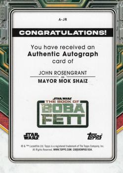 2022 Topps Star Wars: The Book of Boba Fett - Autographs #A-JR John Rosengrant Back