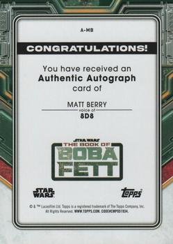 2022 Topps Star Wars: The Book of Boba Fett - Autographs #A-MB Matt Berry Back