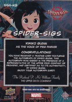 2022 Upper Deck Spider-Man: Into the Spider-Verse - Spider-Sigs Action #SSA-KG Kimiko Glenn Back