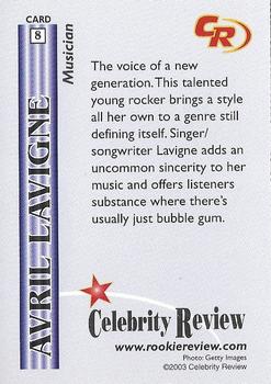 2003 Celebrity Review Rookie Review #8 Avril Lavigne Back