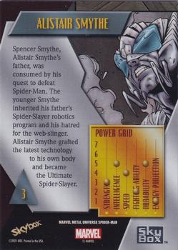 2021 SkyBox Metal Universe Marvel Spider-Man - Blue Light FX #3 Alistair Smythe Back