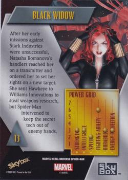 2021 SkyBox Metal Universe Marvel Spider-Man - Blue Light FX #13 Black Widow Back