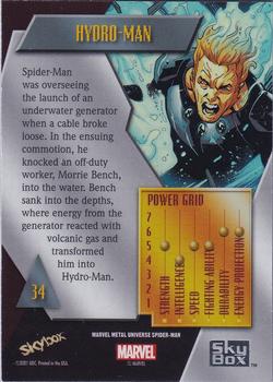2021 SkyBox Metal Universe Marvel Spider-Man - Blue Light FX #34 Hydro-Man Back