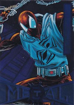 2021 SkyBox Metal Universe Marvel Spider-Man - Blue Light FX #71 Scarlet Spider Front