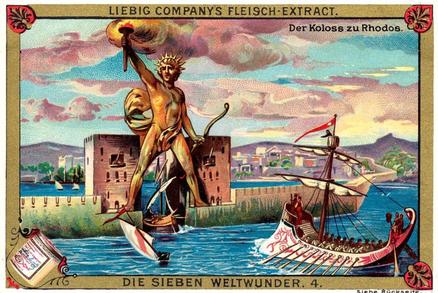 1895 Liebig The Seven Wonders of the World (German Text) (F449, S451) #4 Der Koloss zu Rhodos Front