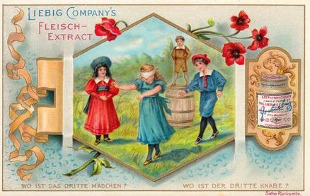 1897 Liebig Puzzles [Hidden Objects] XX (German Text) (F524, S525) #NNO Blindfold Front