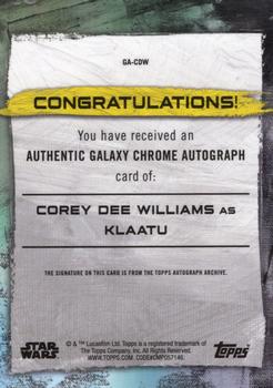 2022 Topps Chrome Star Wars Galaxy - Autographs #GA-CDW Corey Dee Williams Back