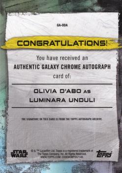 2022 Topps Chrome Star Wars Galaxy - Autographs #GA-ODA Olivia d'Abo Back