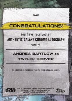 2022 Topps Chrome Star Wars Galaxy - Autographs Green #GA-ABT Andrea Bartlow Back