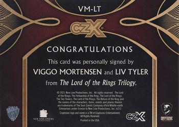 2022 Cryptozoic CZX Middle-earth - Dual Autographs #VM-LT Viggo Mortensen as Aragorn / Liv Tyler as Arwen Back