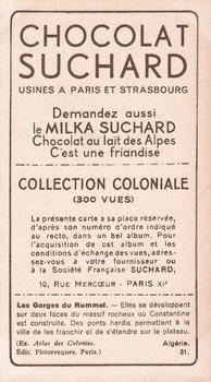 1932 Suchard Collection Coloniale (Demandez Aussi backs) #31 Les Gorges du Rummel (Algérie) Back