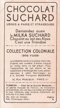 1932 Suchard Collection Coloniale (Demandez Aussi backs) #32 Tlemcen - Cour de la Grande Mosquée (Algérie) Back