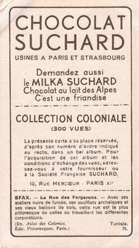 1932 Suchard Collection Coloniale (Demandez Aussi backs) #75 Sfax - La Rue des Forgerons (Tunisie) Back