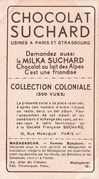 1932 Suchard Collection Coloniale (Demandez Aussi backs) #181 Femme Sakalavé (Madagascar) Back