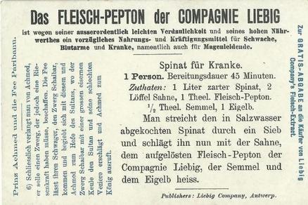 1901 Liebig Prince Almed and the Fairy Paribanu (German Text)(F679, S679) #3 Proposal Back