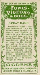 1904 Ogden's Fowls, Pigeons & Dogs #27 Great Dane Back