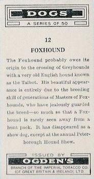 1936 Ogden's Dogs #12 Foxhound Back