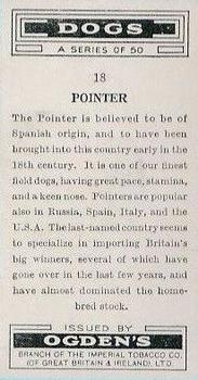 1936 Ogden's Dogs #18 Pointer Back
