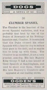 1936 Ogden's Dogs #30 Clumber Spaniel Back