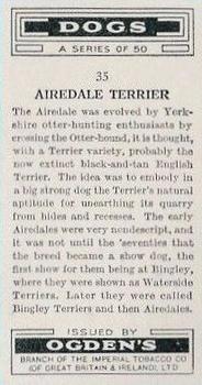 1936 Ogden's Dogs #35 Airedale Terrier Back