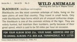 1968 Federal Sweets Wild Animals #5 Blackbuck Back