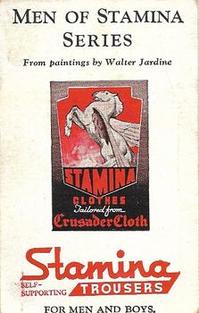 1950 Stamina Clothes Men of Stamina Series No. 4 #NNO Header Card Front