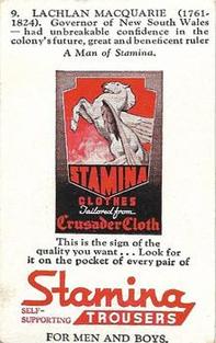 1950 Stamina Clothes Men of Stamina Series No. 4 #9 Lachlan Macquarie Back