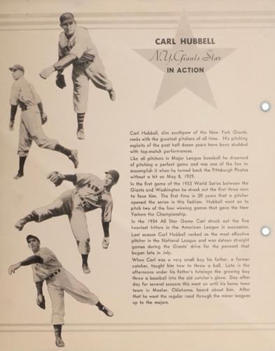 1937 Dixie Cup Lid Premiums Movie, Sports and Cowboy Stars (F5-3c) #NNO Carl Hubbell Back