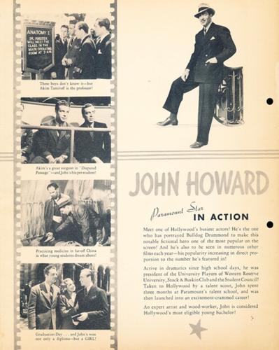 1940 Dixie Cup Lid Premiums Movie Stars (F5-6c) #NNO John Howard Back