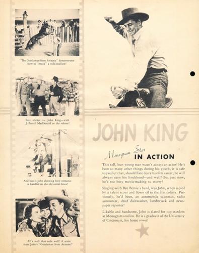1940 Dixie Cup Lid Premiums Movie Stars (F5-6c) #NNO John King Back