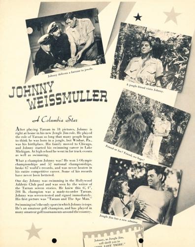 1949 Dixie Cup Lid Premiums Movie Stars (F5-15c) #NNO Johnny Weissmuller Back