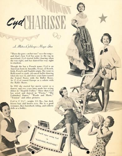 1950 Dixie Cup Lid Premiums Movie Stars (F5-16c) #NNO Cyd Charisse Back