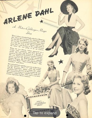 1951 Dixie Cup Lid Premiums Movie Stars (F5-17c) #NNO Arlene Dahl Back