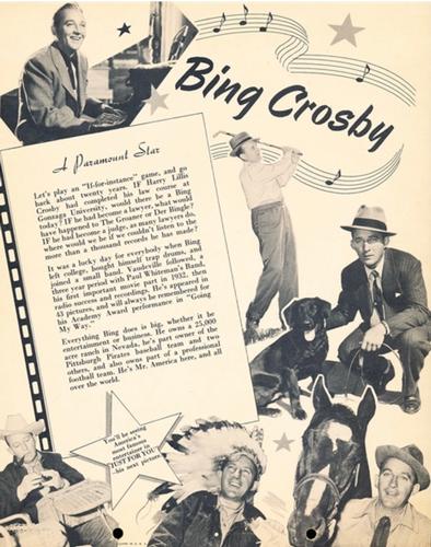 1952 Dixie Cup Lid Premiums Movie Stars (F5-18c) #NNO Bing Crosby Back