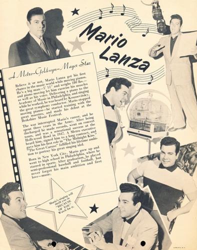 1952 Dixie Cup Lid Premiums Movie Stars (F5-18c) #NNO Mario Lanza Back